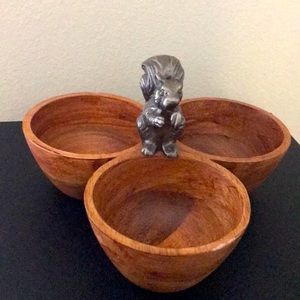 Wooden Squirrel Nut Bowl
